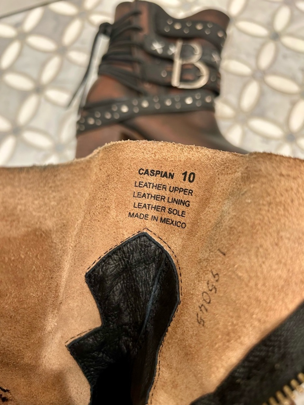 Freebird by Steven Caspian Leather Multi-Strap Studded Moto Boots Brown Black 10 - Picture 8 of 14
